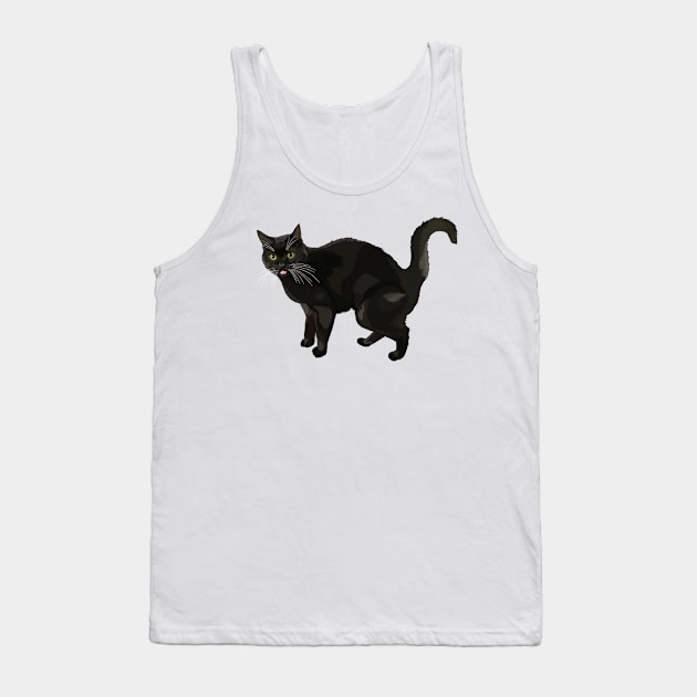 Cute Black Cat Blepping Tank Top by CarleahUnique